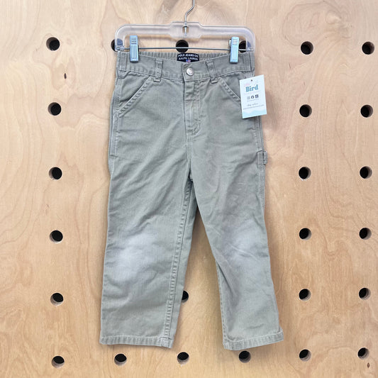 Beige Straight Leg Cargo Pants