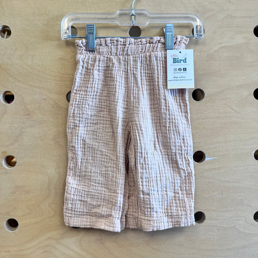 Beige Gauze Pull On Pants