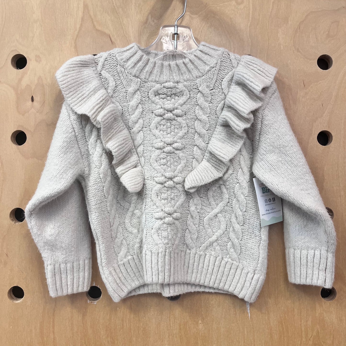 White Knit Ruffle Sweater