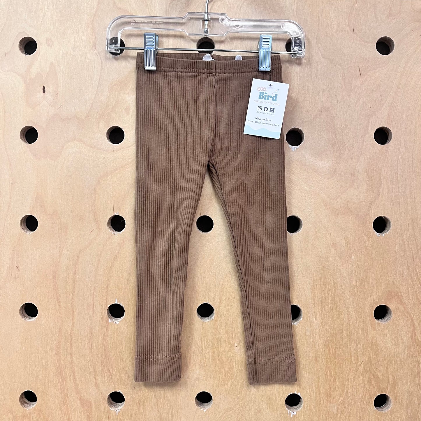 Brown Ribbed Leggings