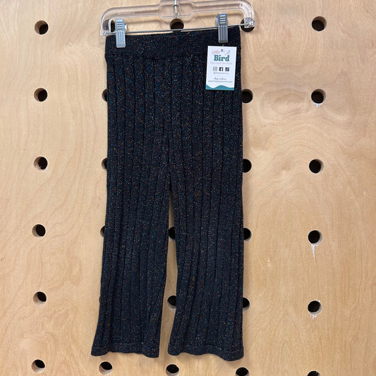 Black Colorful Metallic Thread Knit Pants
