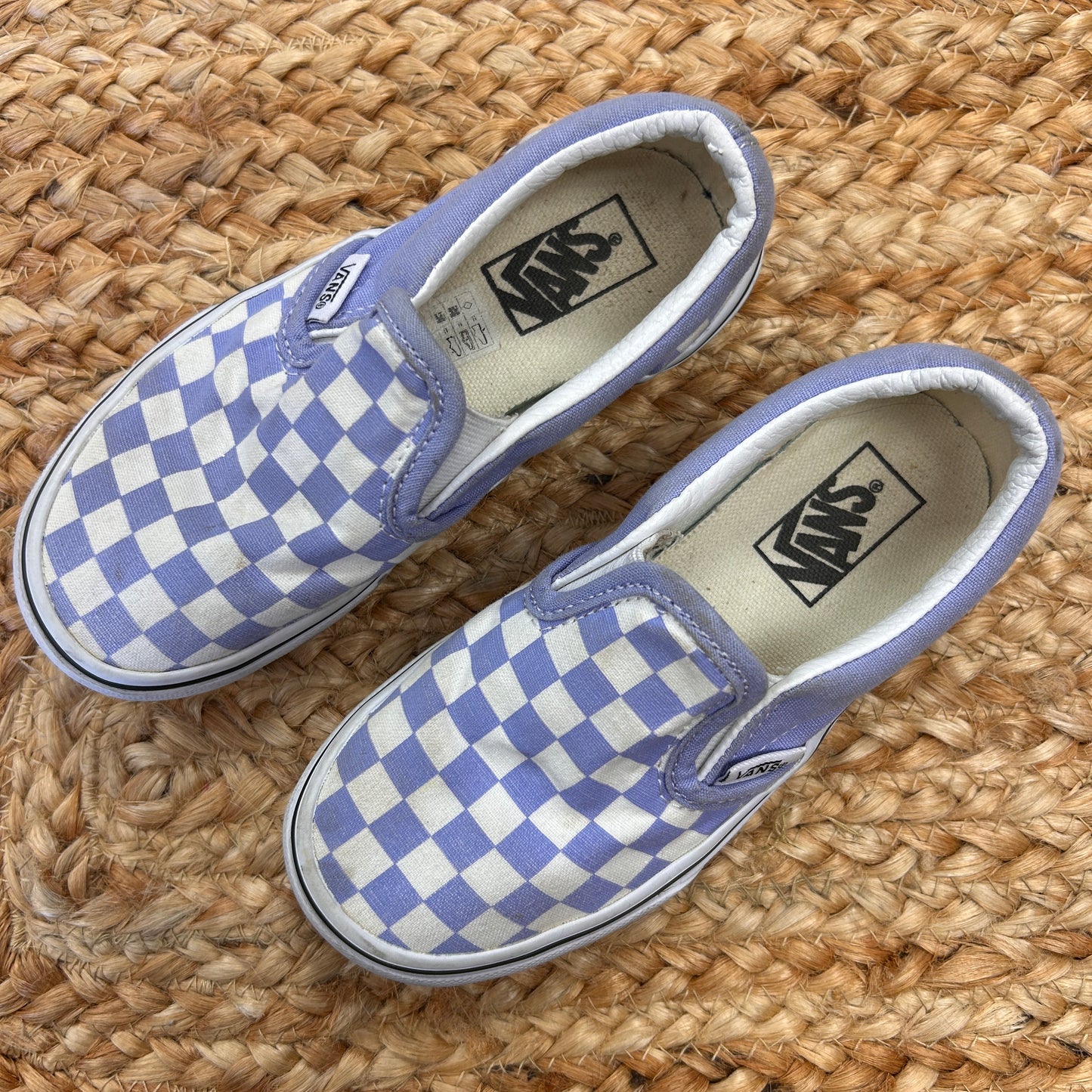 Periwinkle Checkered Slip Ons