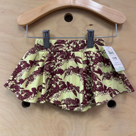 Yellow/Plum Floral Cotton Skort