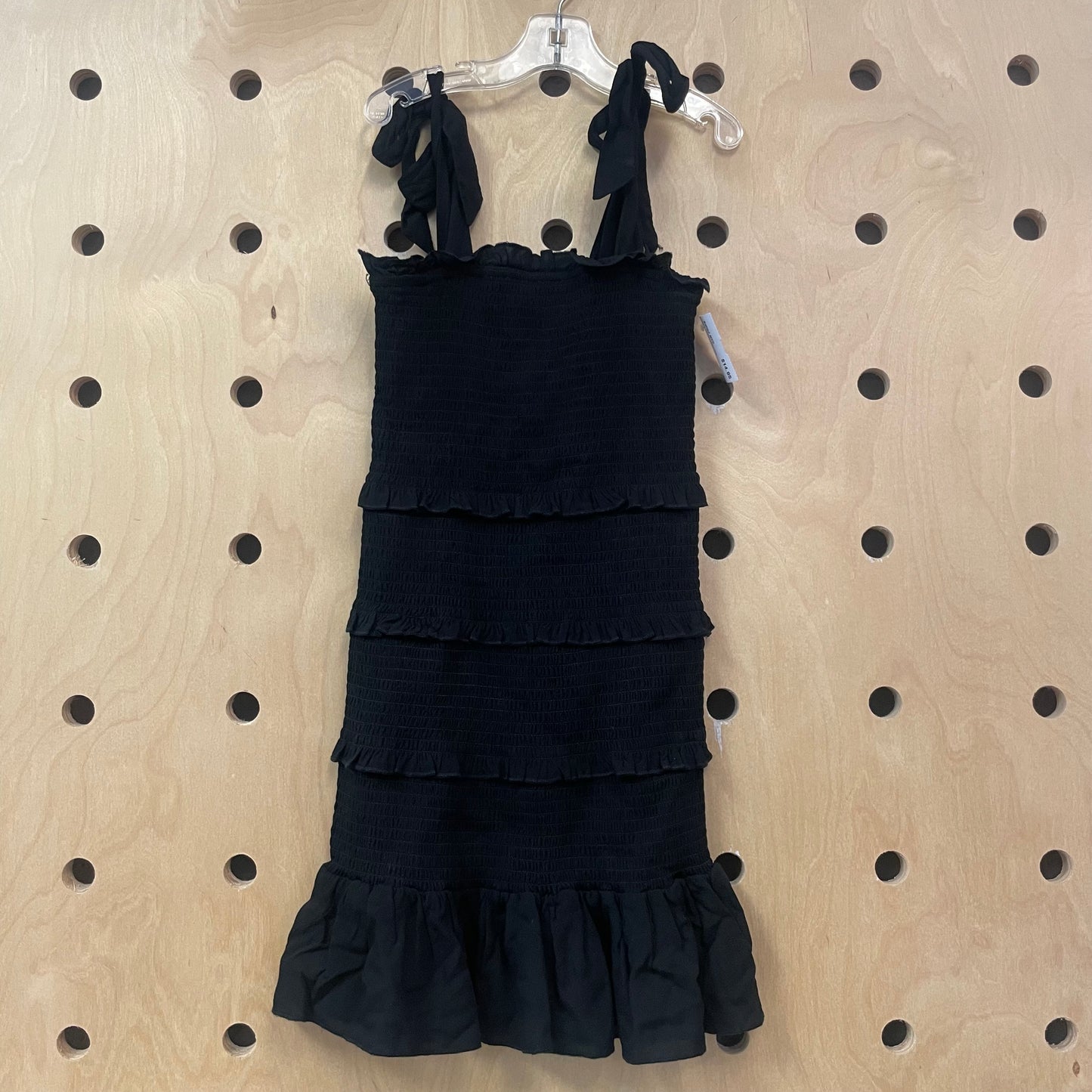 Black Smocked Ruffle Dress