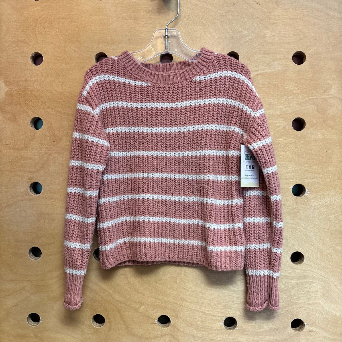 Pink/White Striped Knit Sweater