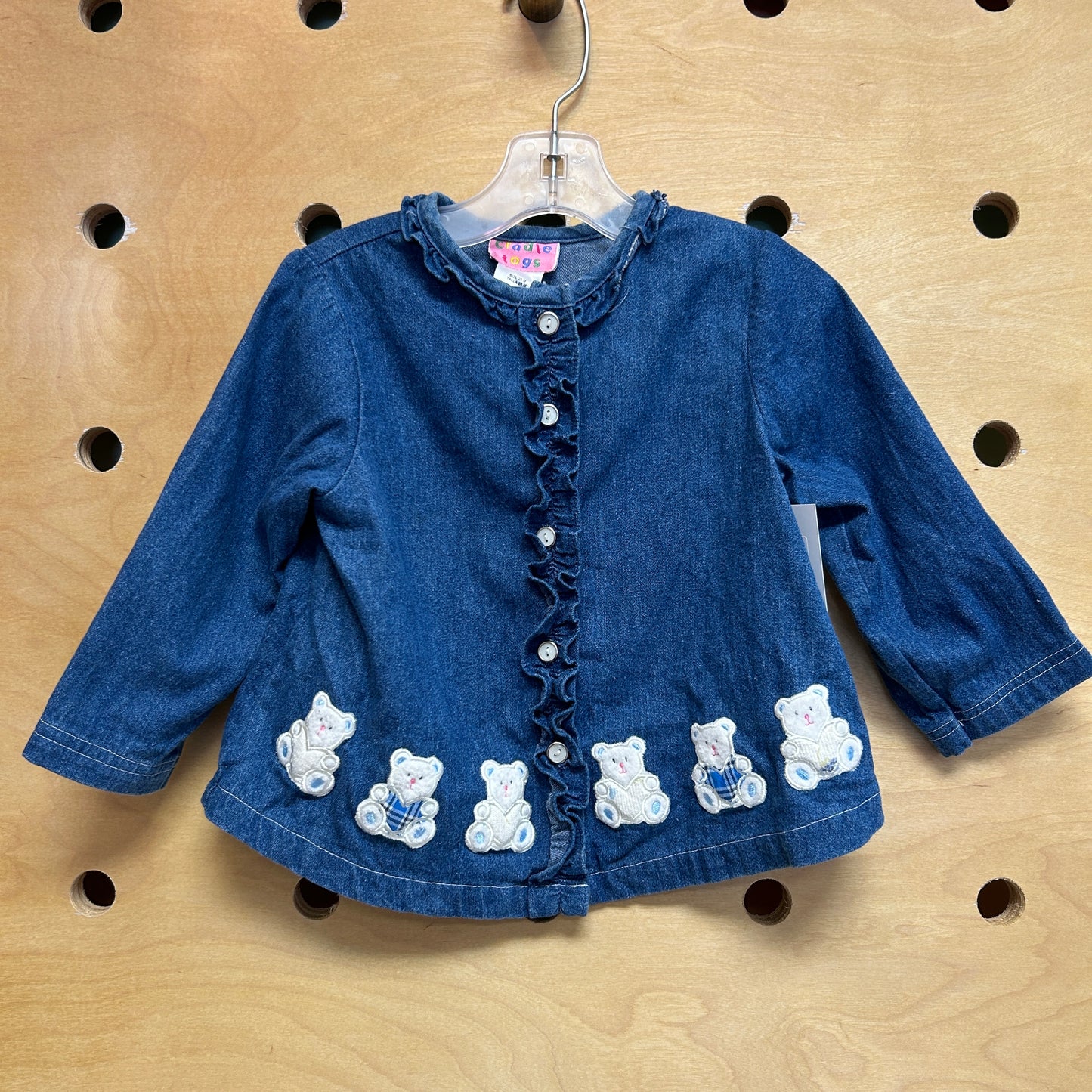 Cradle Togs Denim Teddy Bear Button Up