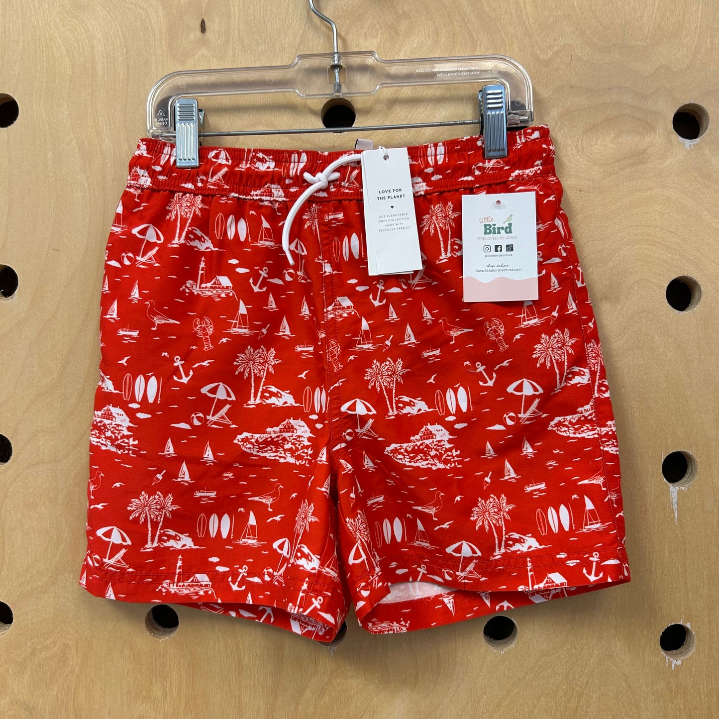 Red Beach Scene Swim Shorts NEW!