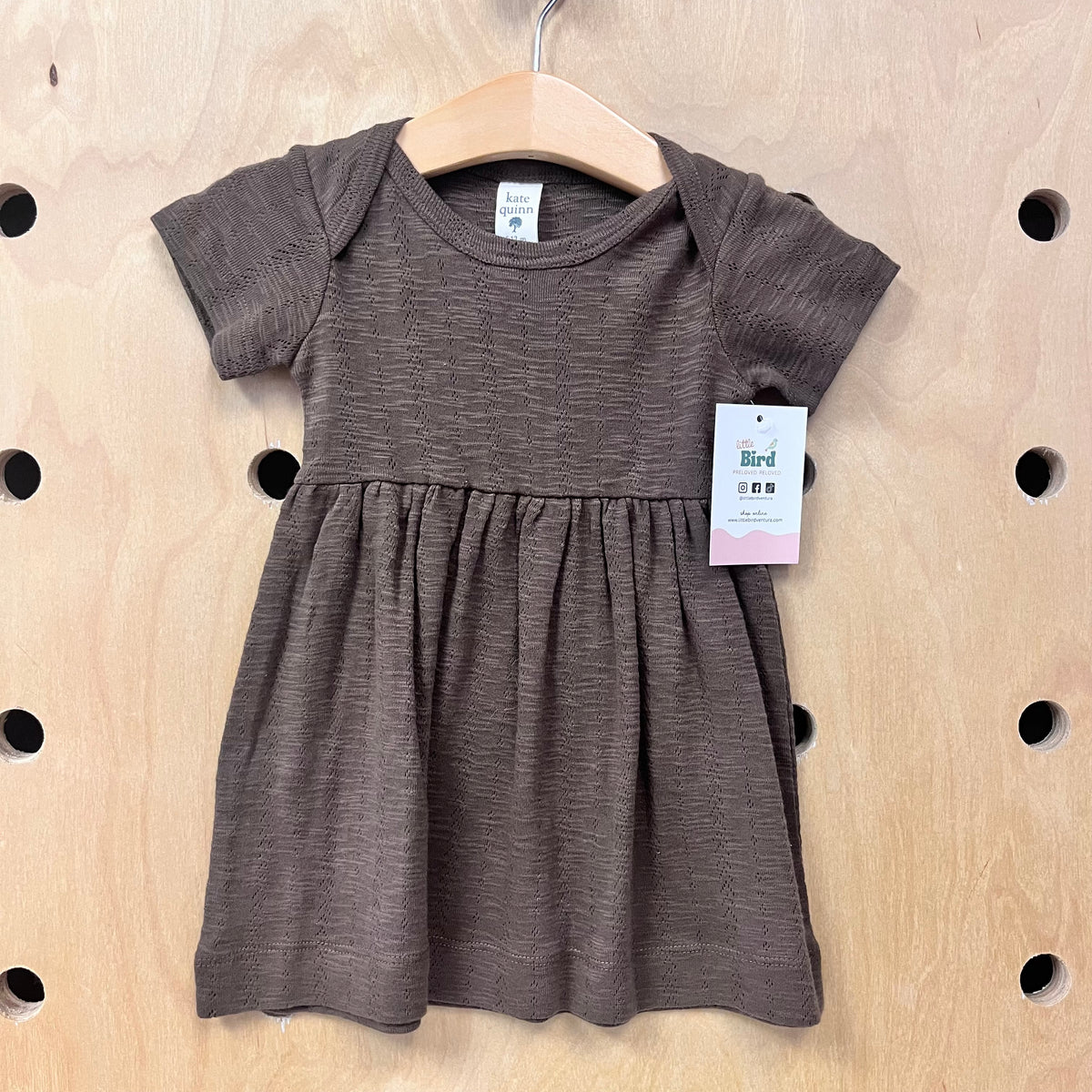 Organic Brown Pointelle Dress