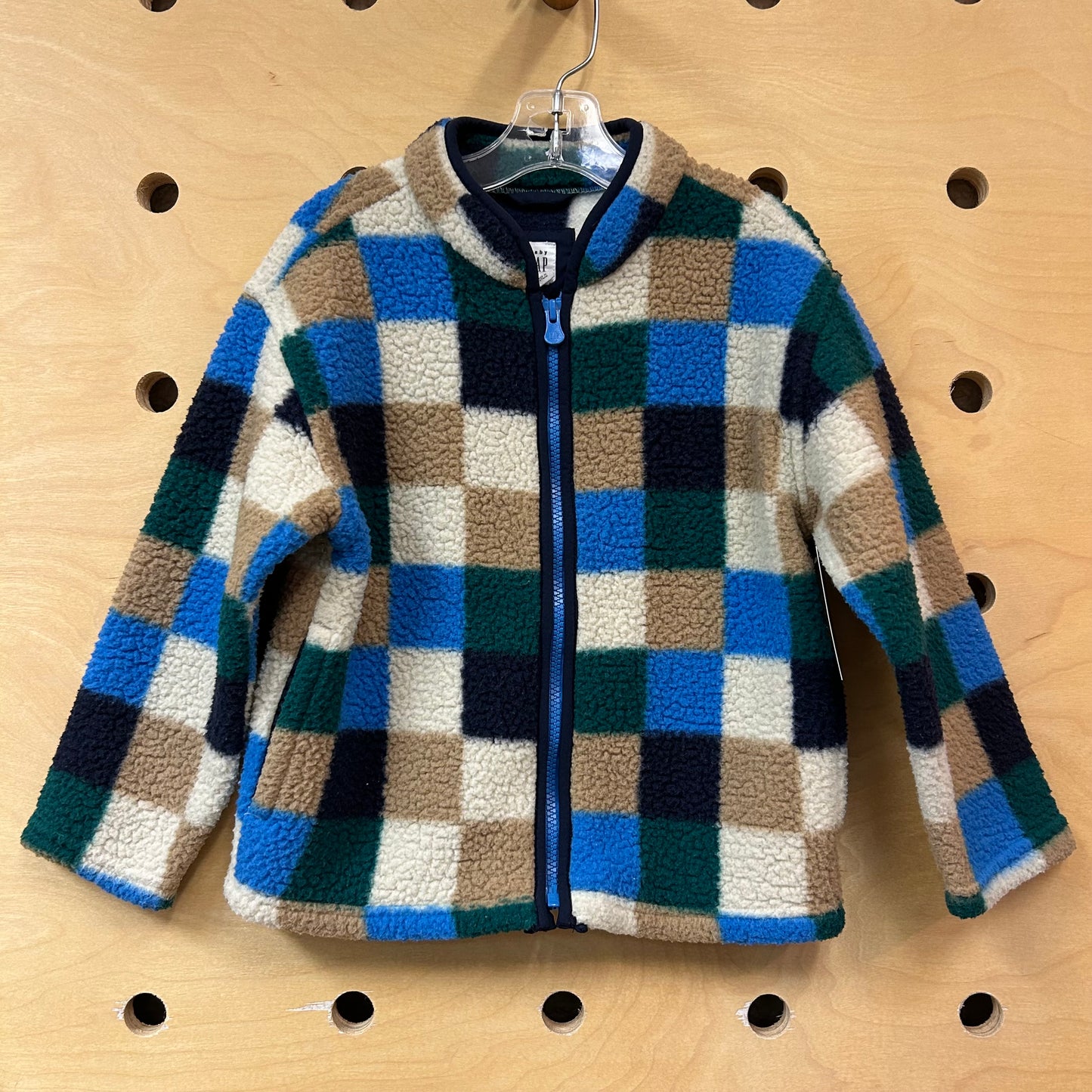 Blue & Green Checkerboard Sherpa Jacket