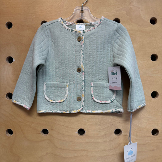 Green/Floral Trim Ribbed Jacket NEW!