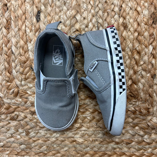 Grey Checkered Sole Slip Ons