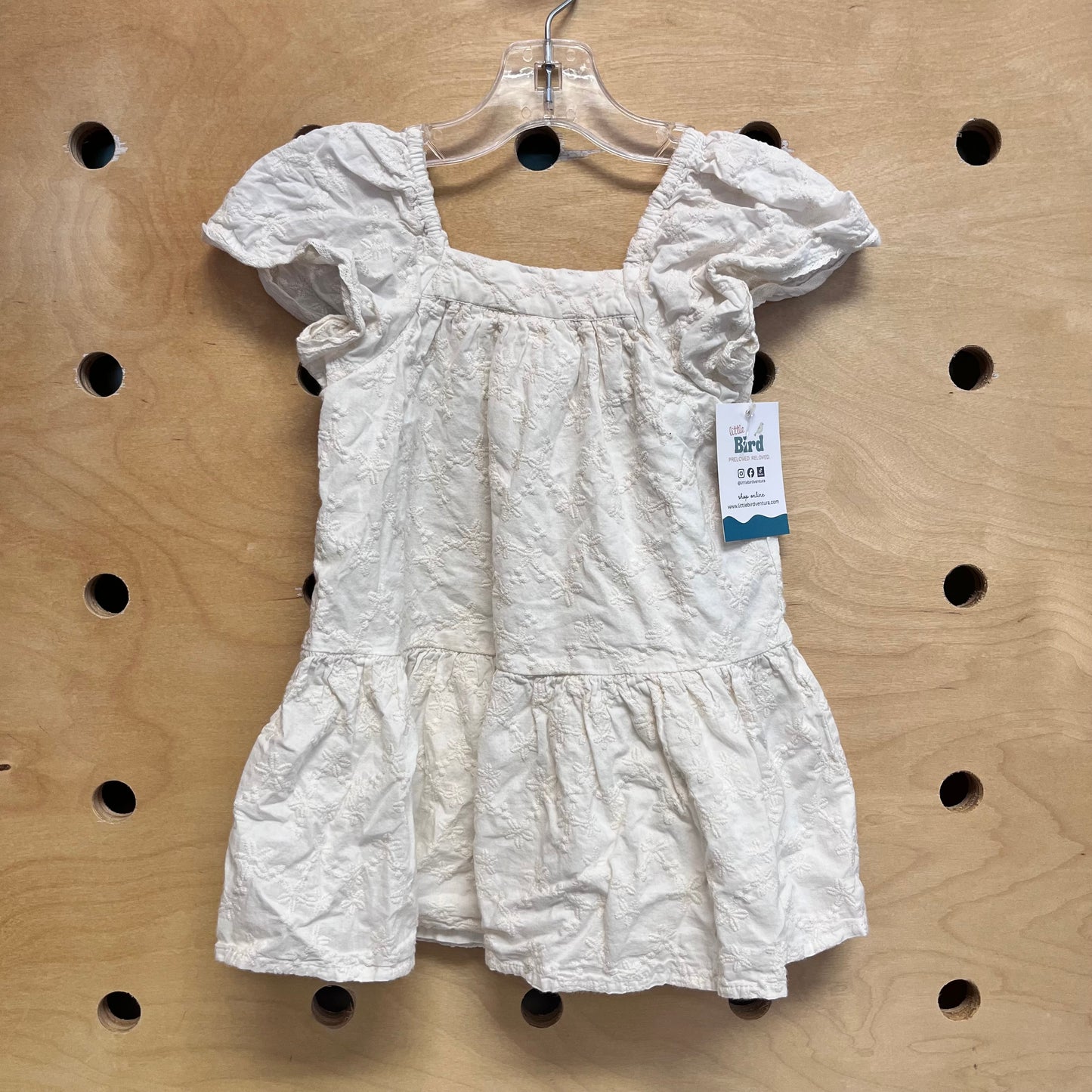 Cream Embroidered Floral Dress
