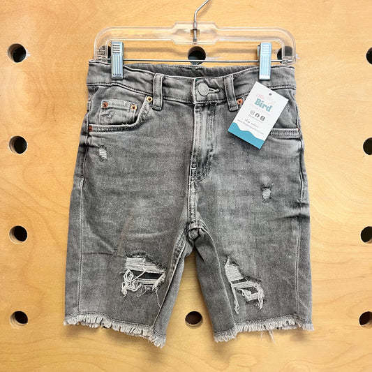 Grey Distressed Denim Shorts
