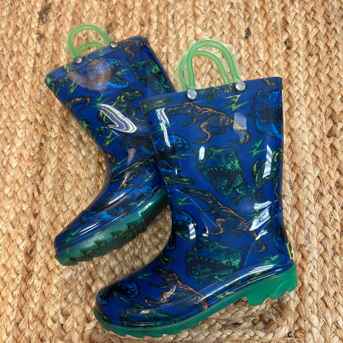 Blue Dino Light Up Rain Boots