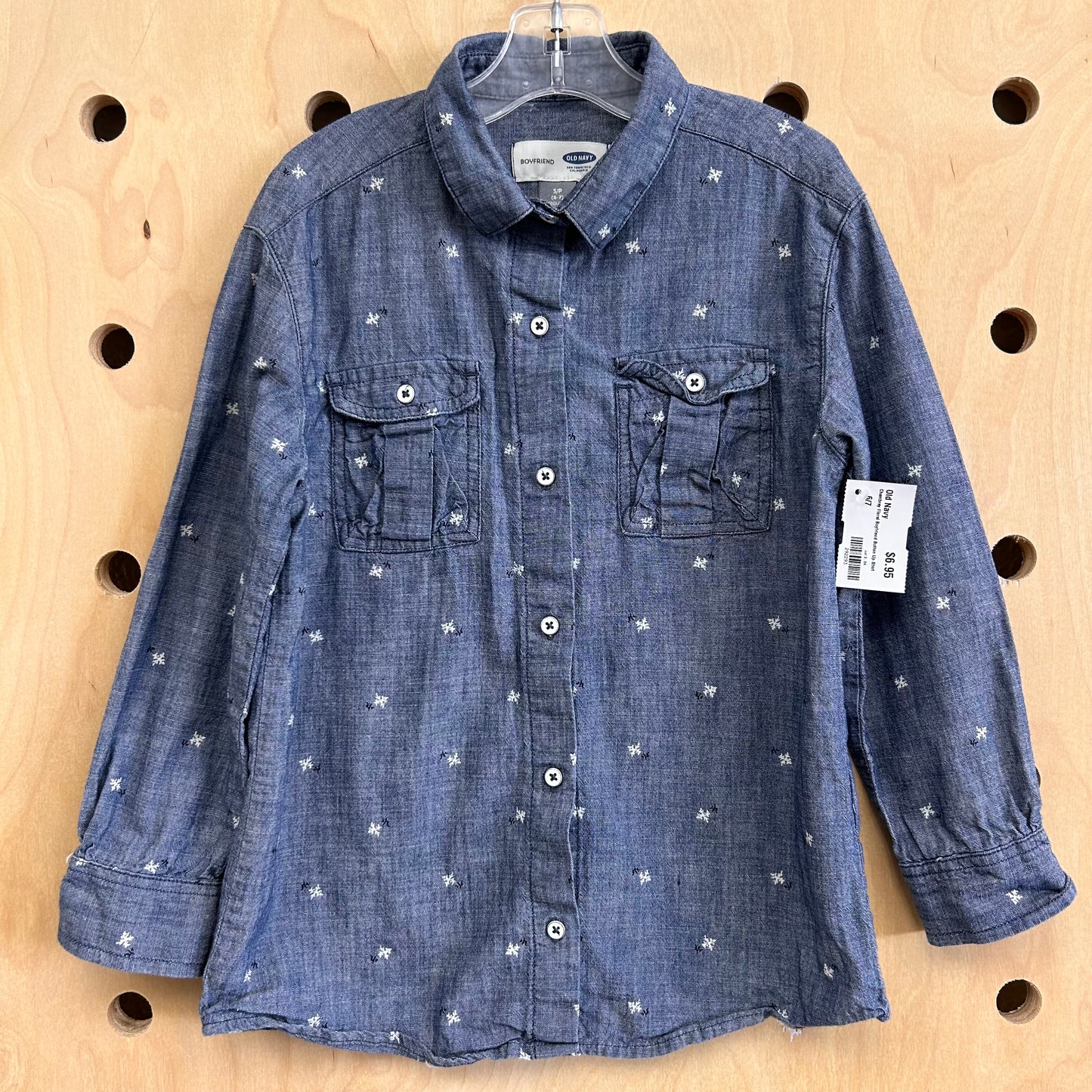 Chambray Floral Boyfriend Button Up Shirt