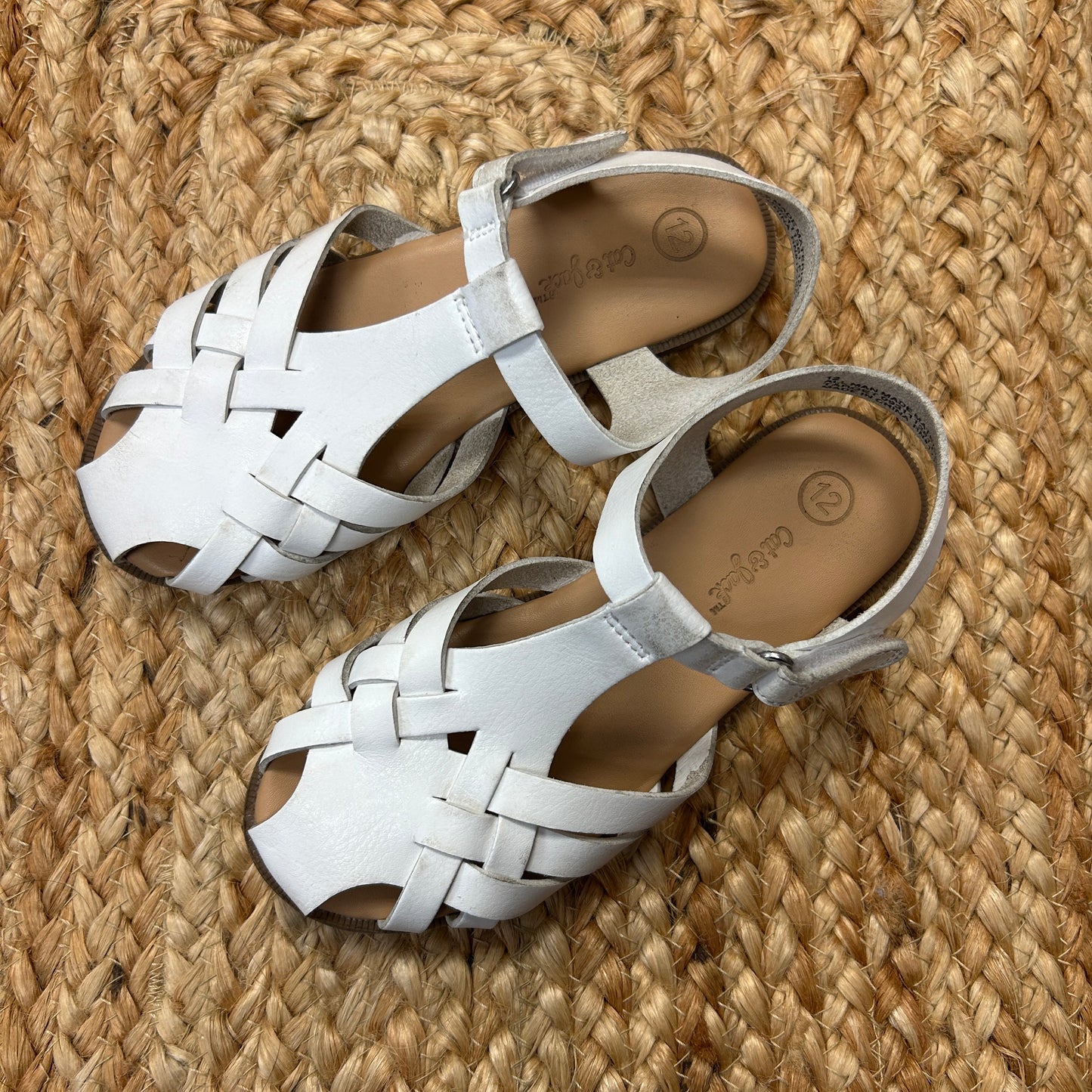 White Woven Ankle Strap Sandals