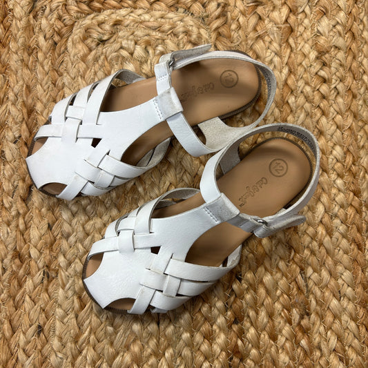 White Woven Ankle Strap Sandals