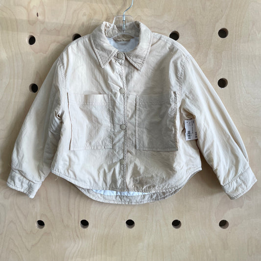 Cream Quilted-Lining Snap Jacket