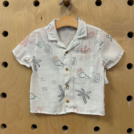 White Clouds + Palms Button Up