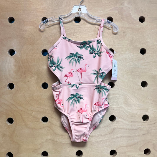 Side Cut-Out Flamingo Swimsuit
