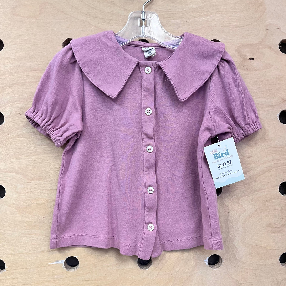 Organic Pink Button Top
