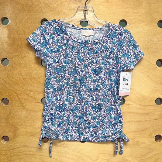 Blue/Pink Floral Ribbed Tee