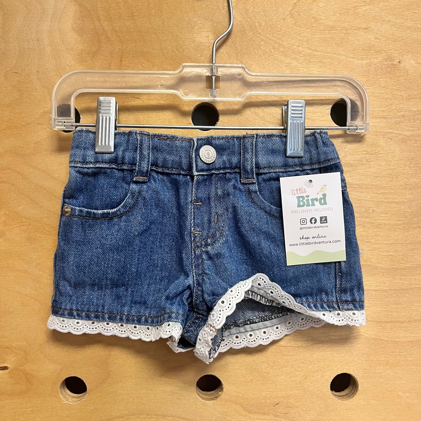 Denim Eyelet Trim Shorts