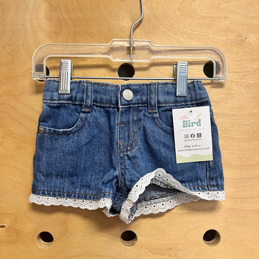 Denim Eyelet Trim Shorts