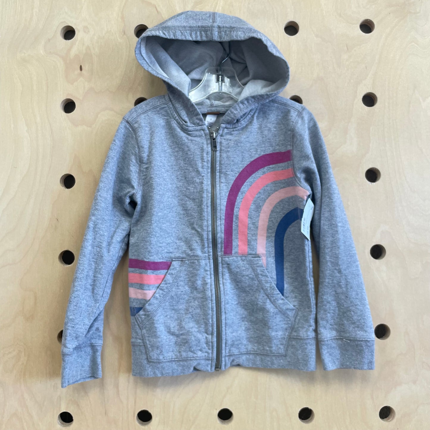 Grey Rainbow Stripe Zip Hoodie