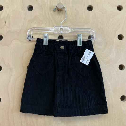 Black Heart Pockets Corduroy Skirt