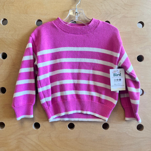 Pink/White Striped Knit Sweater
