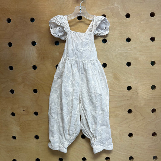 White Embroidered Floral Romper