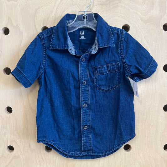 Dark Wash Button Up Denim Shirt