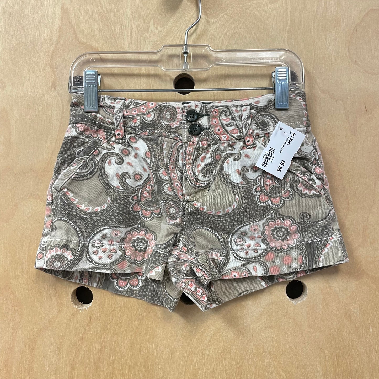 Tan + Pink Paisley Shorts