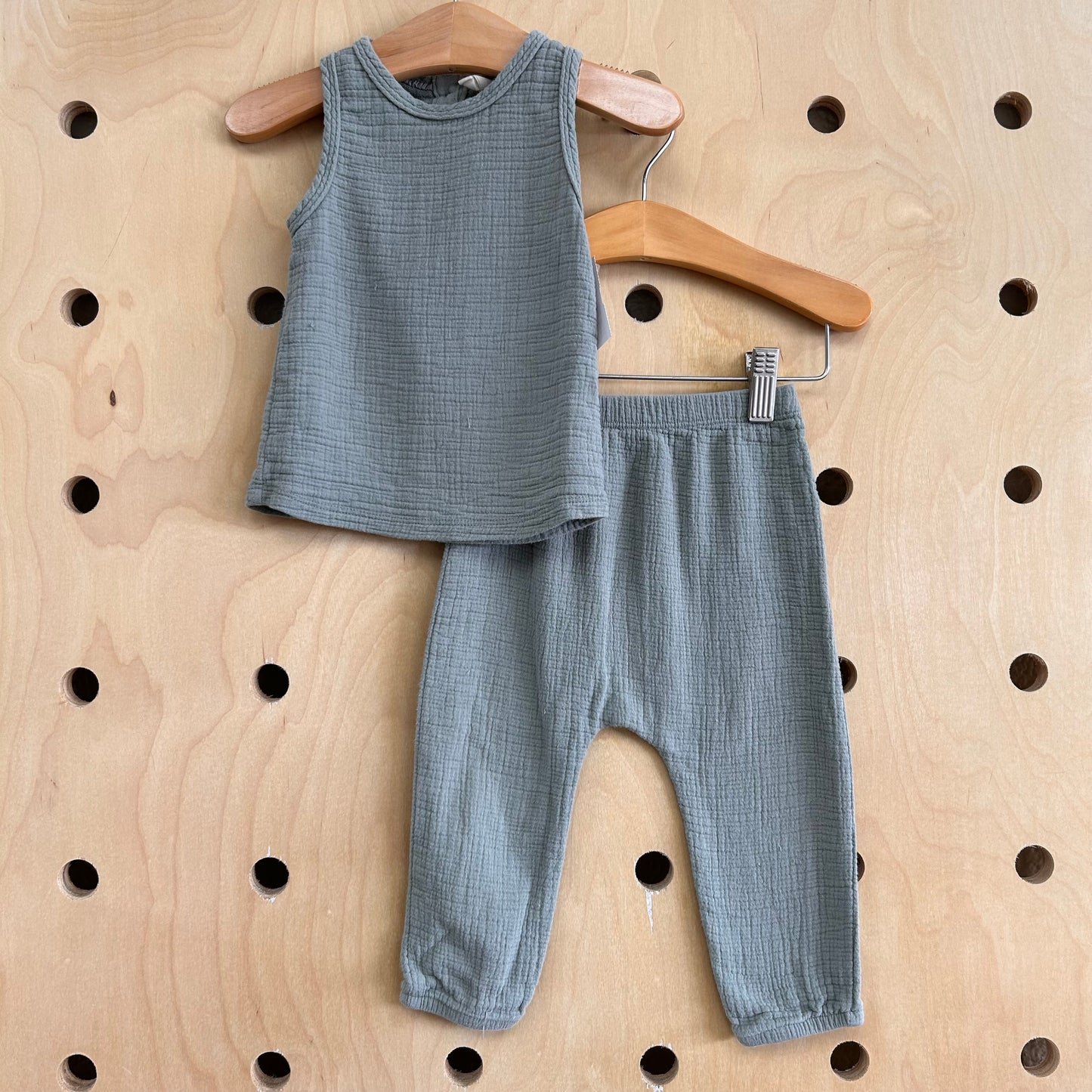 Dusty Blue Organic Gauze Outfit