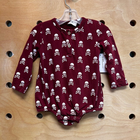 Organic Maroon Skulls Bubble Romper