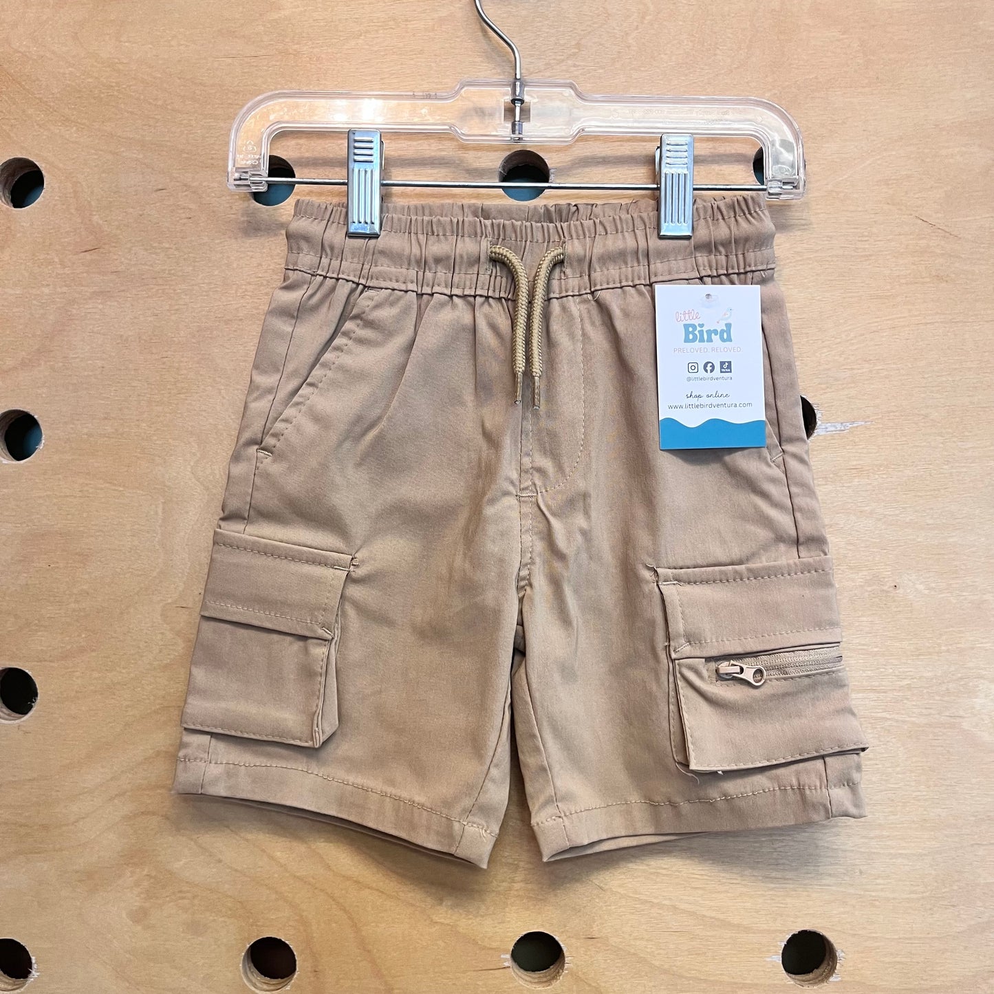 Khaki Cargo Drawstring Shorts