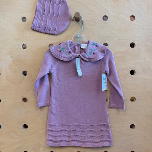 Purple Floral Knit Dress w/ Hat NEW!!