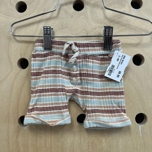 Beige Striped Ribbed Shorties