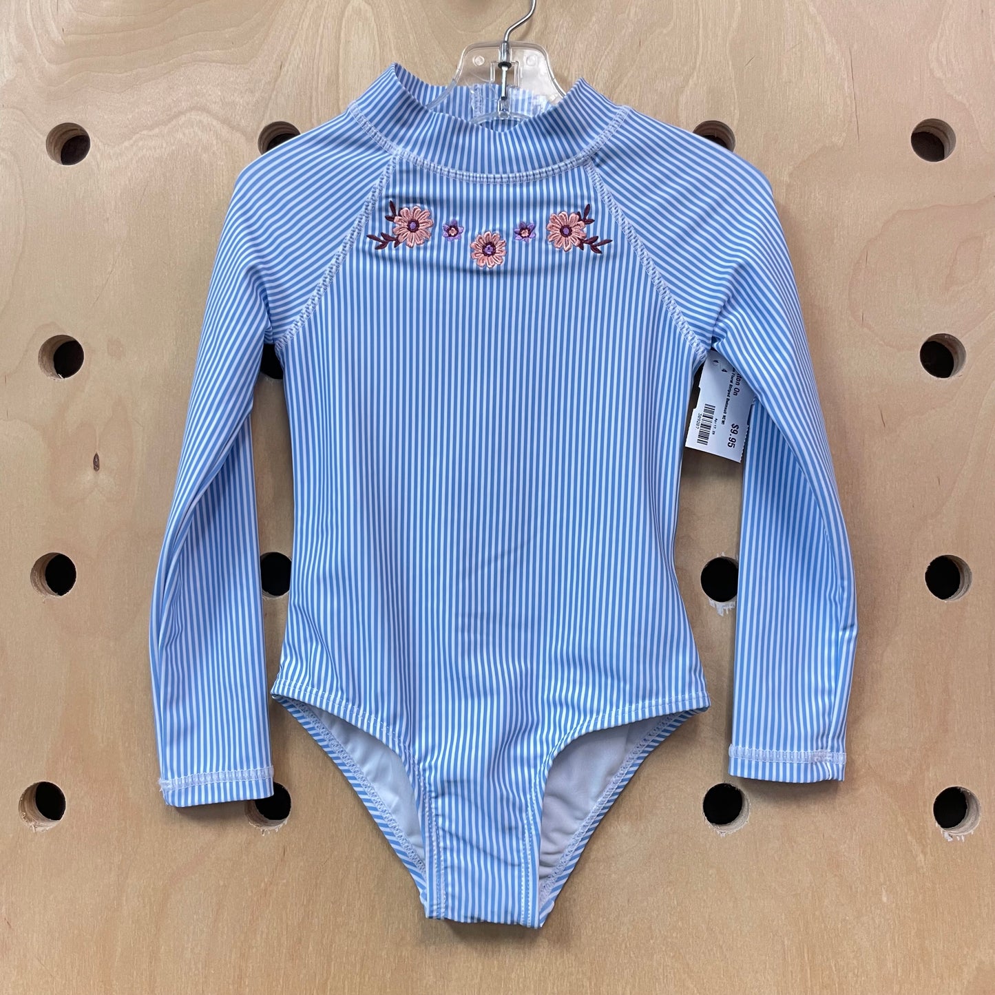 Blue Floral Striped Swimsuit NEW!
