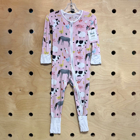Pink Bamboo Farm Animals Zippy
