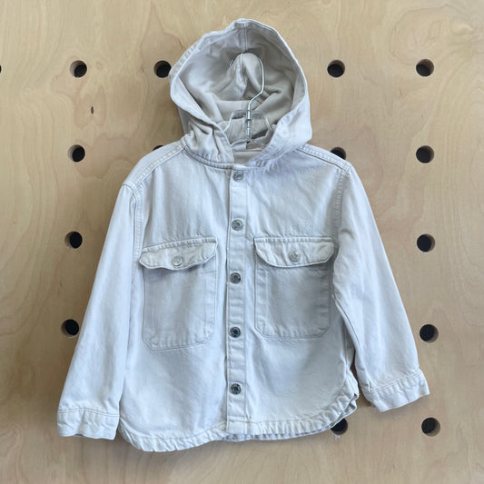 Cream Denim Snap Hoodie