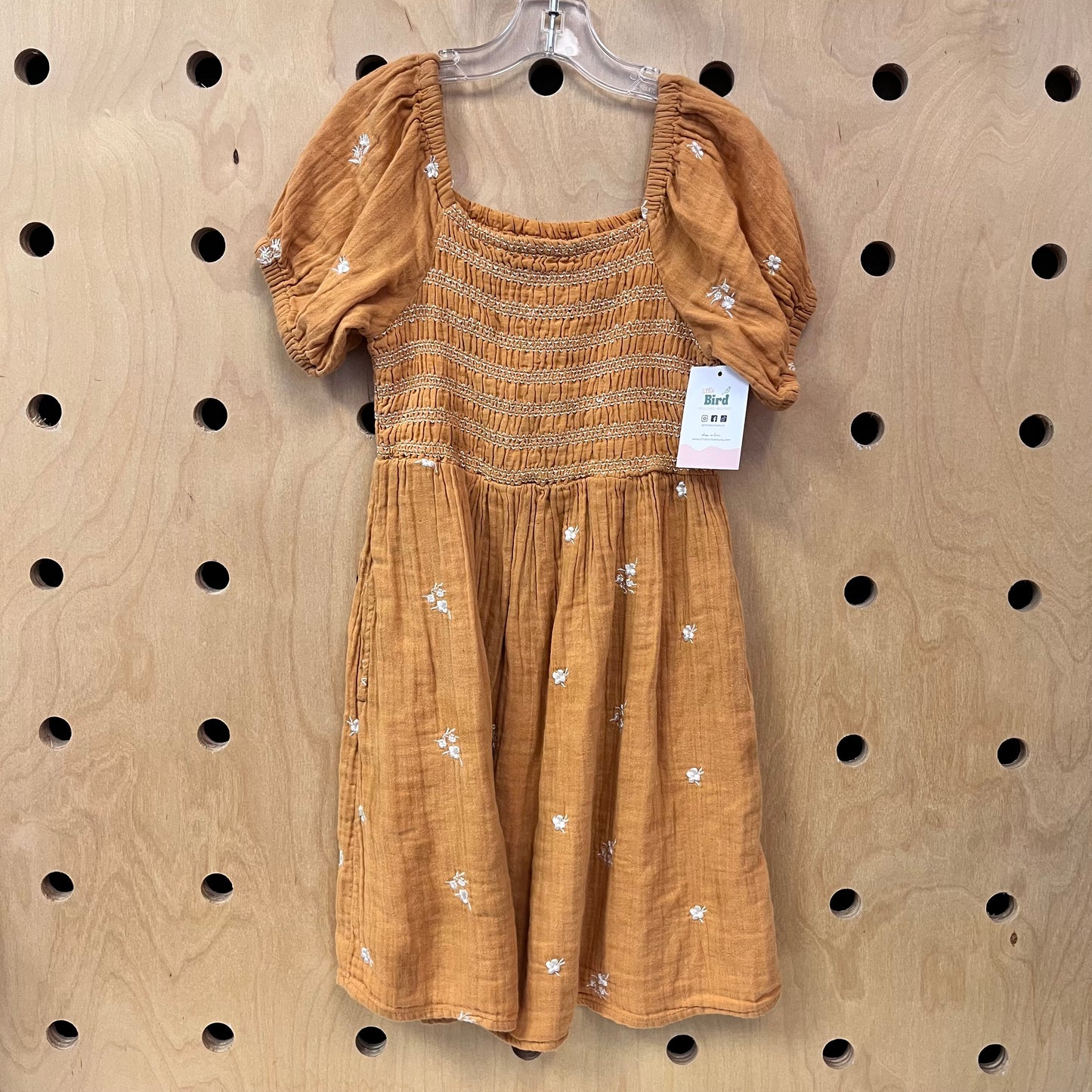 Copper Floral Gauze Dress