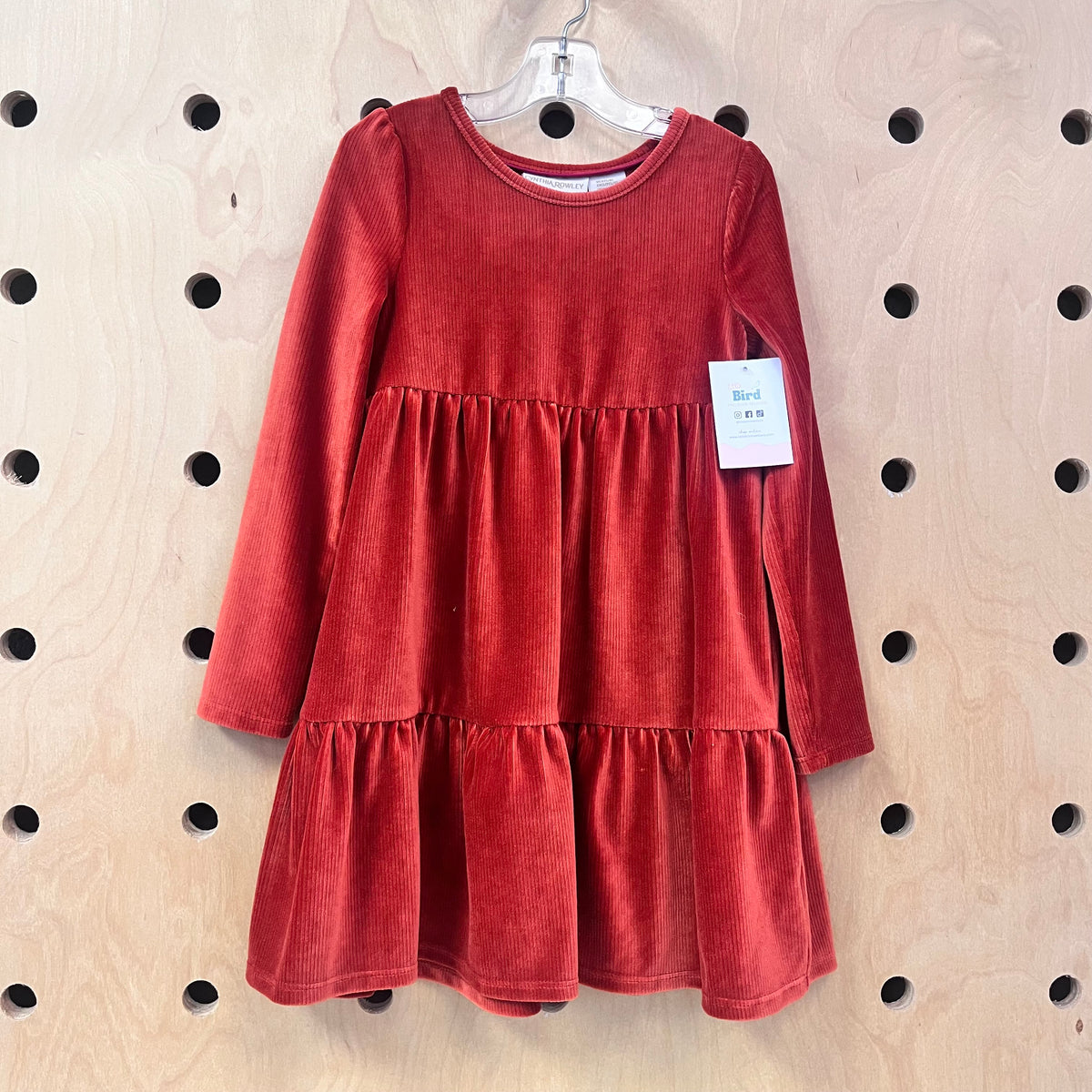Rust Velour Ribbed Dress