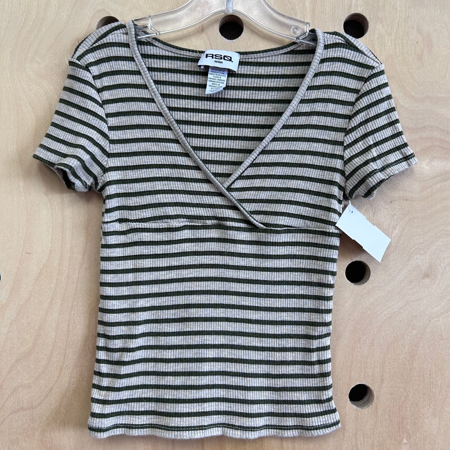 Green Striped Cross Chest Top