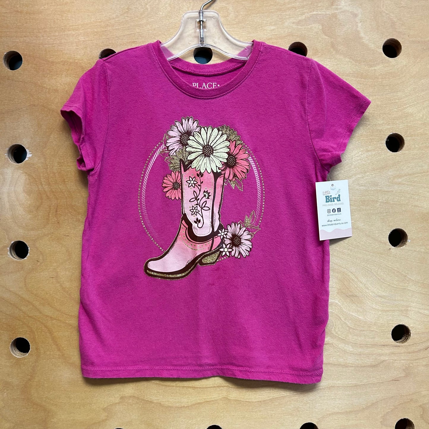 Pink & Gold Floral Cowgirl Boots Tee