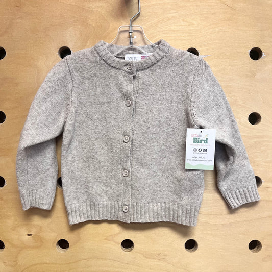Beige Knit Button Cardigan