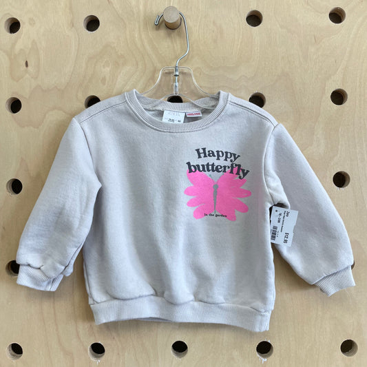 Beige Happy Butterfly Sweatshirt