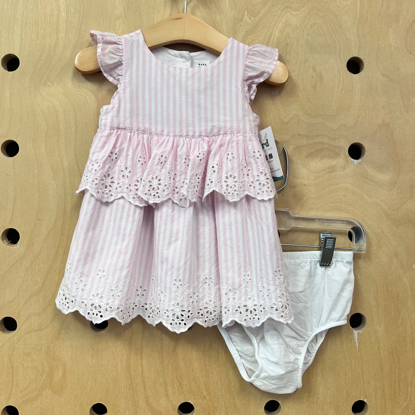 Pink Eyelet Striped Dress