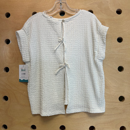 Cream Textured Tie Back Top